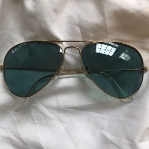 Ray Ban blue tinted polarized aviators